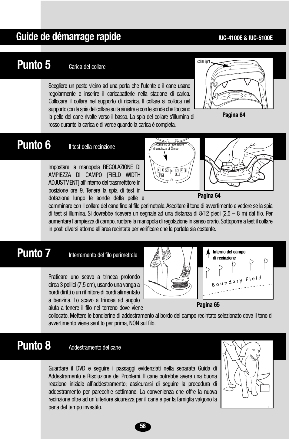 Punto 8, Punto 7, Punto 6 | Punto 5, Guide de démarrage rapide | Petsafe Innotek UltraSmart Contain ‘n’ Train In-Ground Fence User Manual | Page 60 / 100