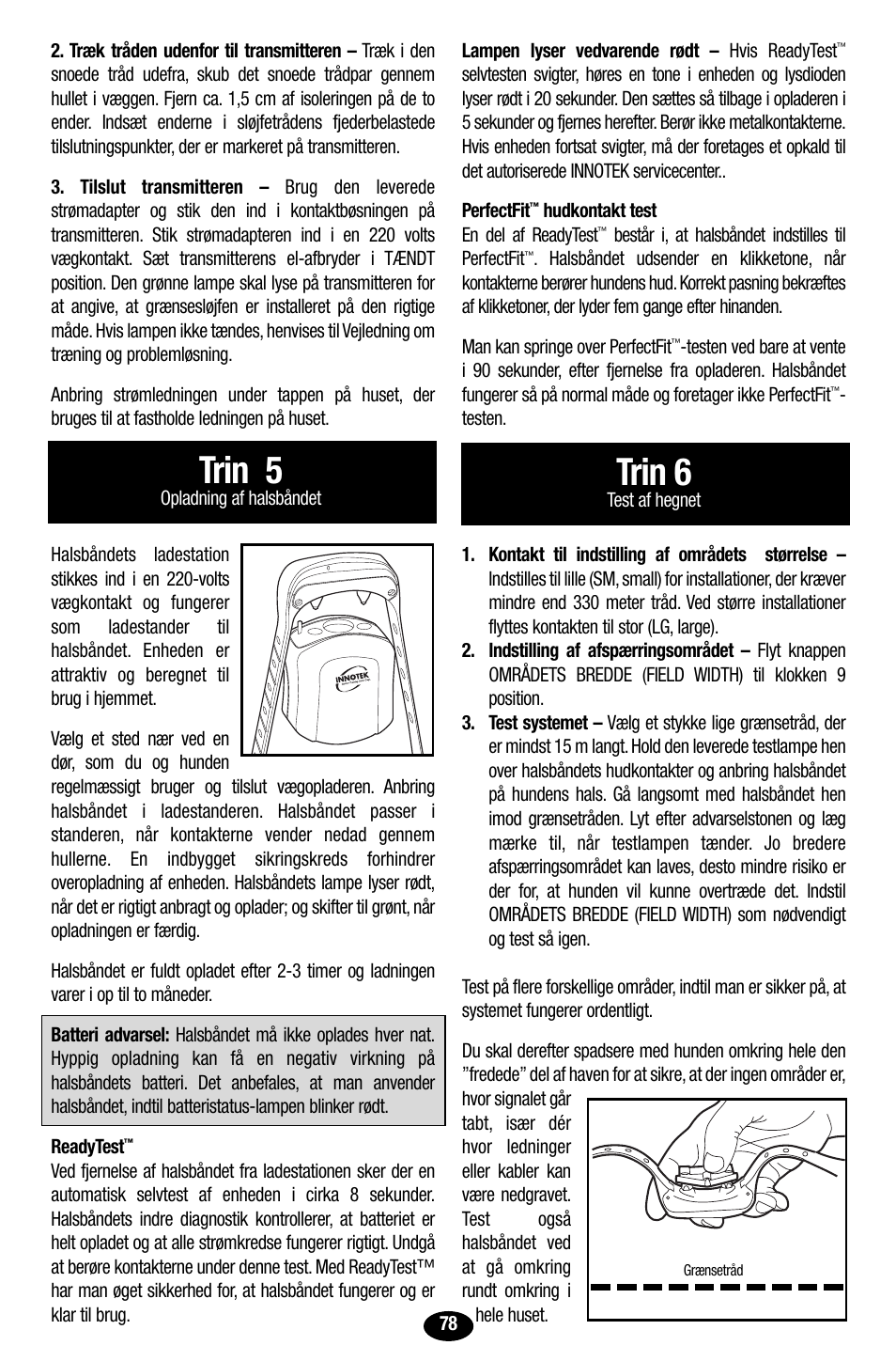 Trin 5, Trin 6 | Petsafe Innotek UltraSmart Contain ‘n’ Train In-Ground Fence User Manual | Page 80 / 100