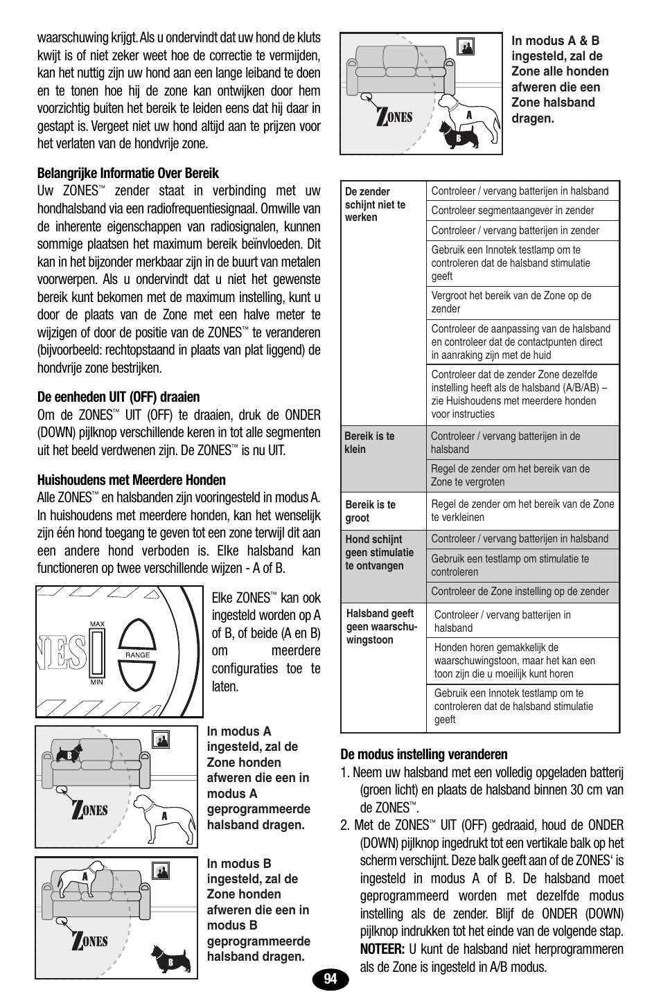 Met de zones | Petsafe Innotek UltraSmart Contain ‘n’ Train In-Ground Fence User Manual | Page 96 / 100