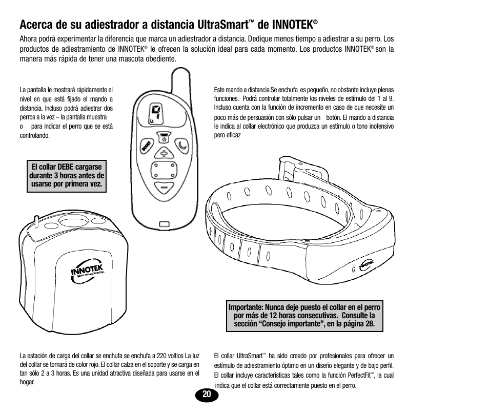 Acerca de su adiestrador a distancia ultrasmart | Petsafe Innotek UltraSmart Micro Remote Trainer User Manual | Page 21 / 71