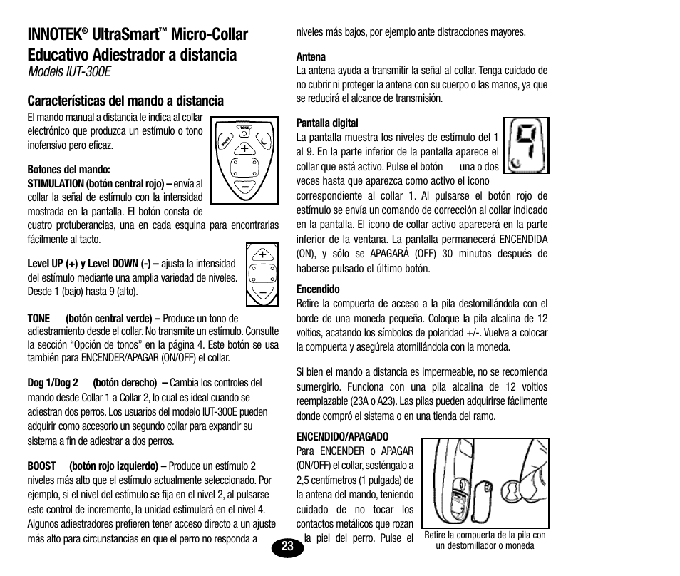 Ultrasmart, Micro-collar educativo adiestrador a distancia | Petsafe Innotek UltraSmart Micro Remote Trainer User Manual | Page 24 / 71