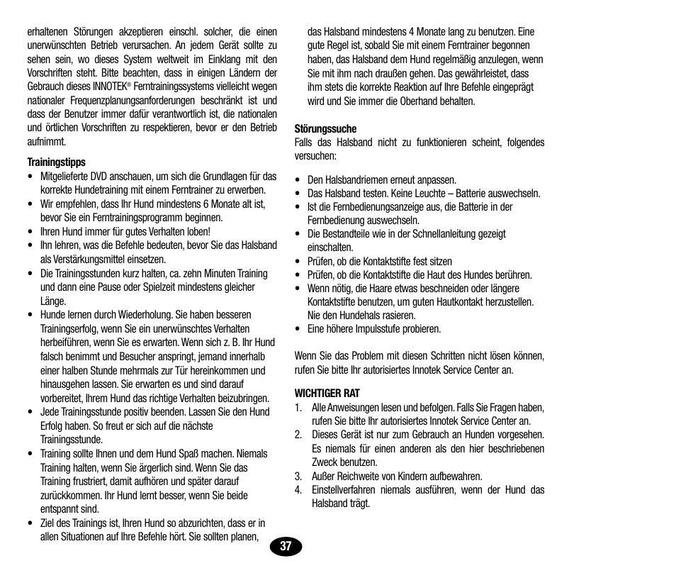 Petsafe Innotek UltraSmart Micro Remote Trainer User Manual | Page 38 / 71