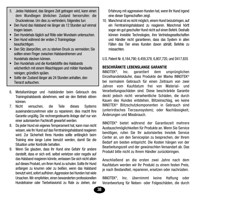 Petsafe Innotek UltraSmart Micro Remote Trainer User Manual | Page 39 / 71