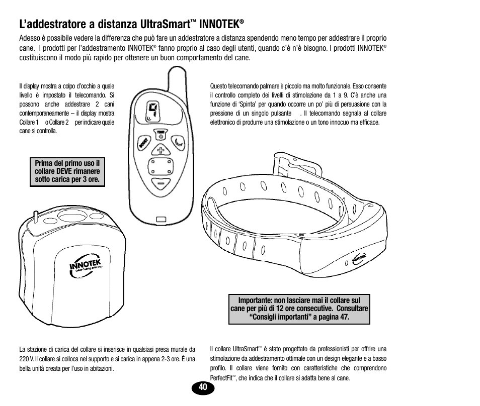 L’addestratore a distanza ultrasmart | Petsafe Innotek UltraSmart Micro Remote Trainer User Manual | Page 41 / 71