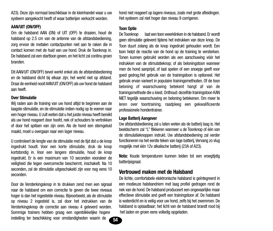 Vertrouwd maken met de halsband | Petsafe Innotek UltraSmart Micro Remote Trainer User Manual | Page 55 / 71