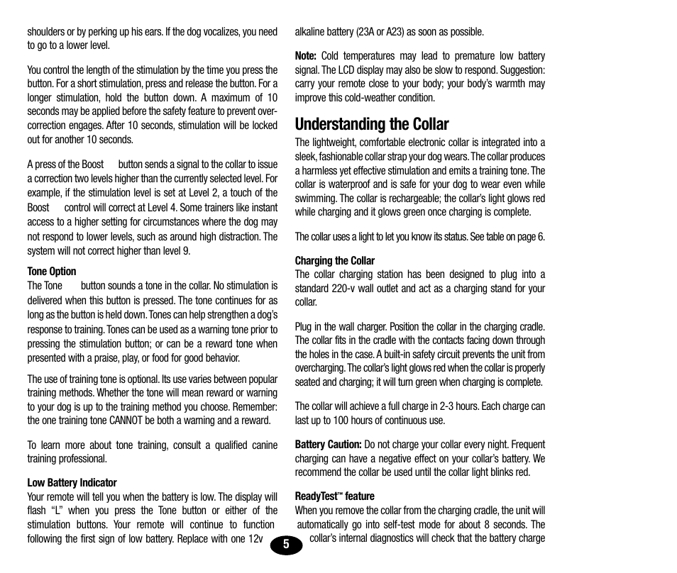 Understanding the collar | Petsafe Innotek UltraSmart Micro Remote Trainer User Manual | Page 6 / 71