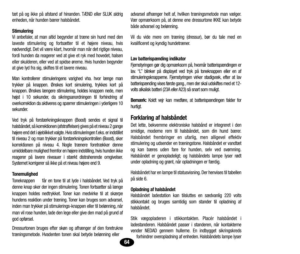 Forklaring af halsbåndet | Petsafe Innotek UltraSmart Micro Remote Trainer User Manual | Page 65 / 71