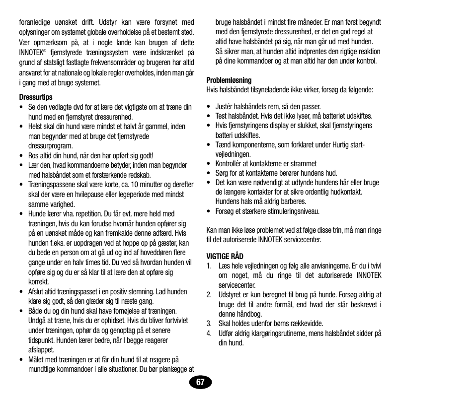Petsafe Innotek UltraSmart Micro Remote Trainer User Manual | Page 68 / 71