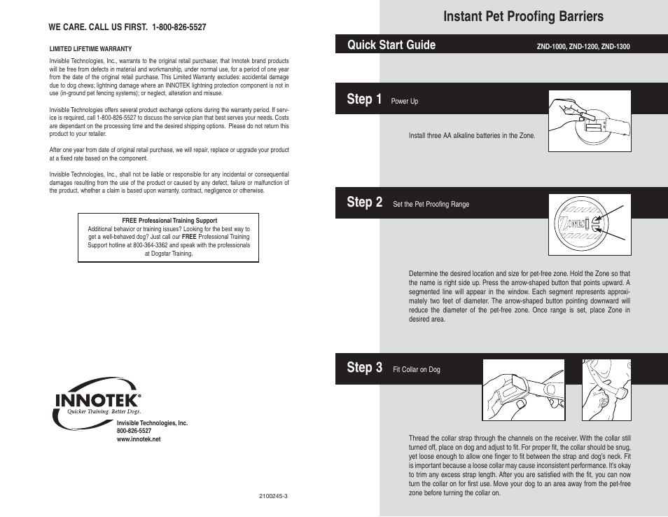 Petsafe Innotek Zones Instant Pet Proofing Barrier User Manual | 2 pages