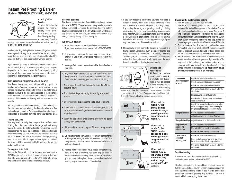 Instant pet proofing barrier | Petsafe Innotek Zones Instant Pet Proofing Barrier User Manual | Page 2 / 2