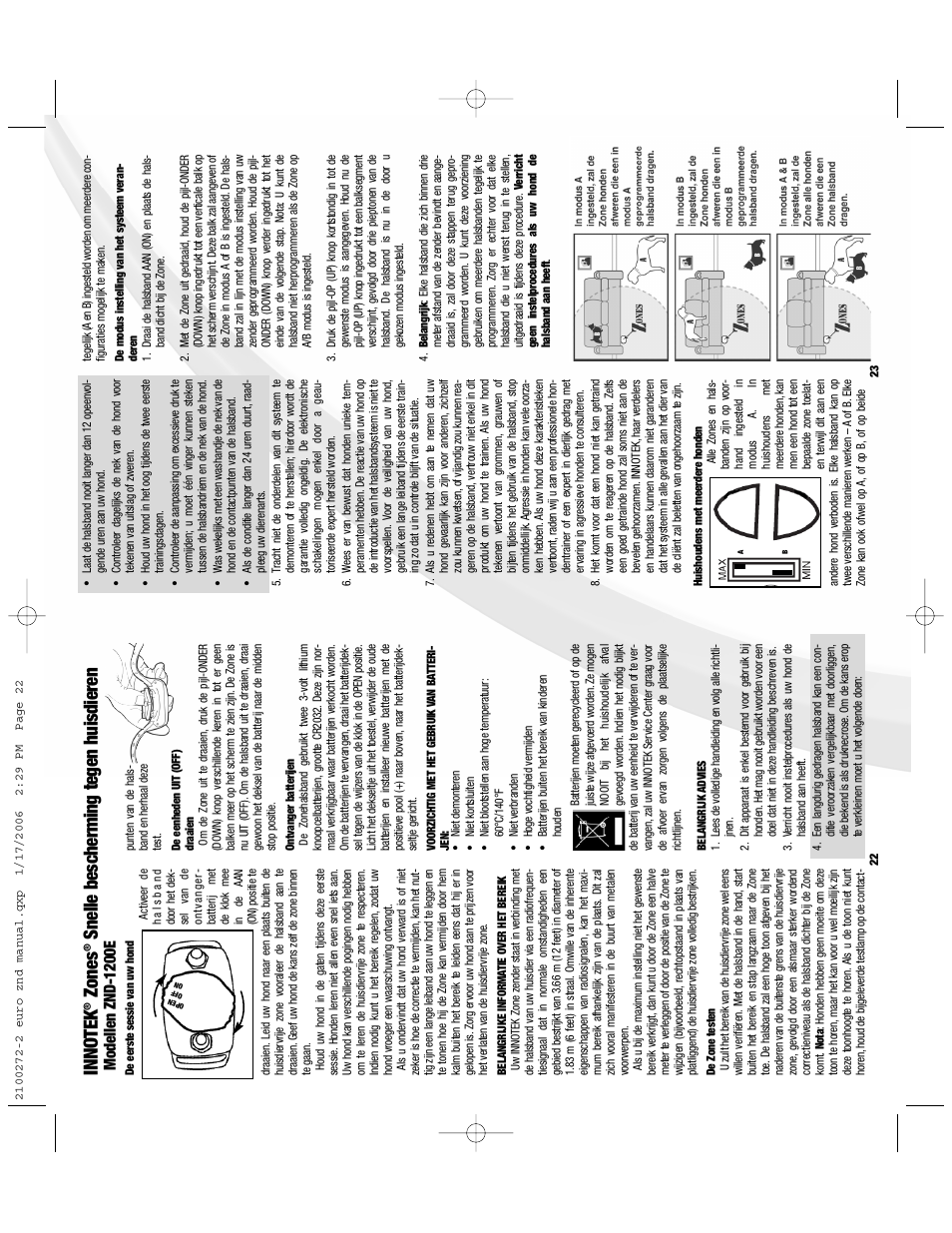 Zones, Snelle bescherming tegen huisdieren, Modellen znd-1200e | Petsafe Innotek Zones Instant Pet Proofing Barrier User Manual | Page 13 / 17