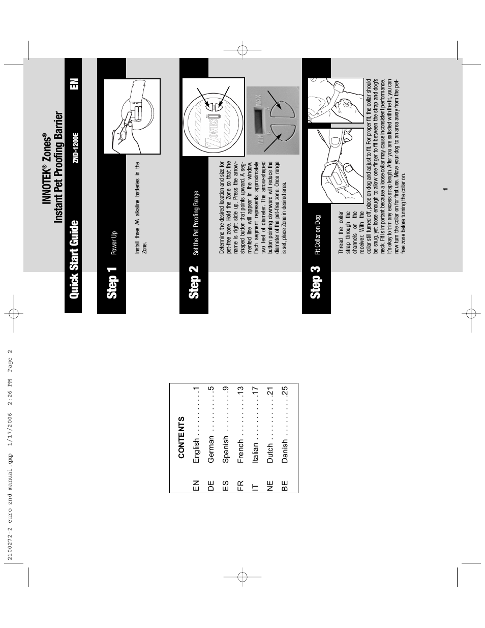 Step 2, Step 1, Step 3 | Quick start guide, Inno tek, Zones, Instant p et proofing barrier | Petsafe Innotek Zones Instant Pet Proofing Barrier User Manual | Page 2 / 17