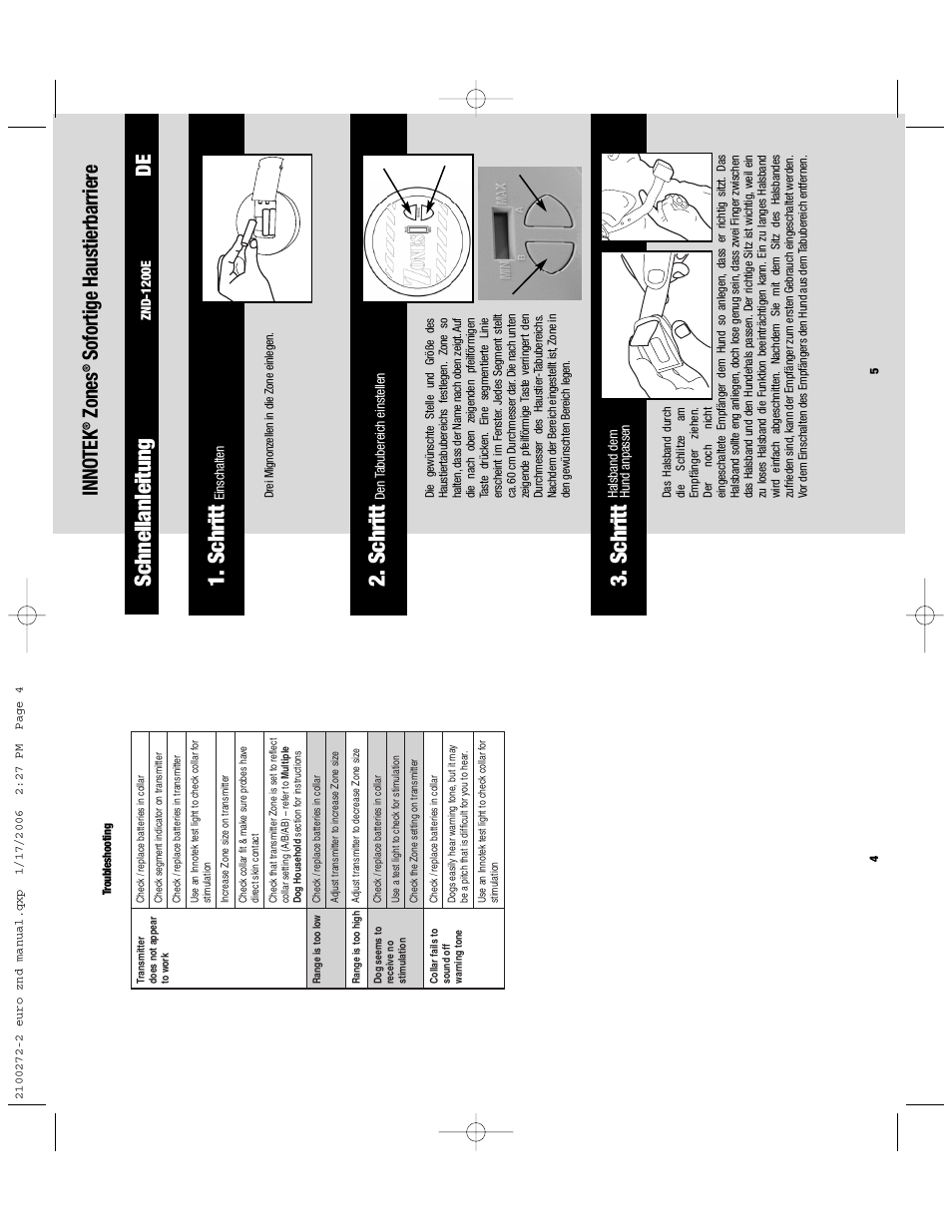Schritt, Schritt schnellanleitung, Inno tek | Zones, Sofortige haustierbarriere | Petsafe Innotek Zones Instant Pet Proofing Barrier User Manual | Page 4 / 17