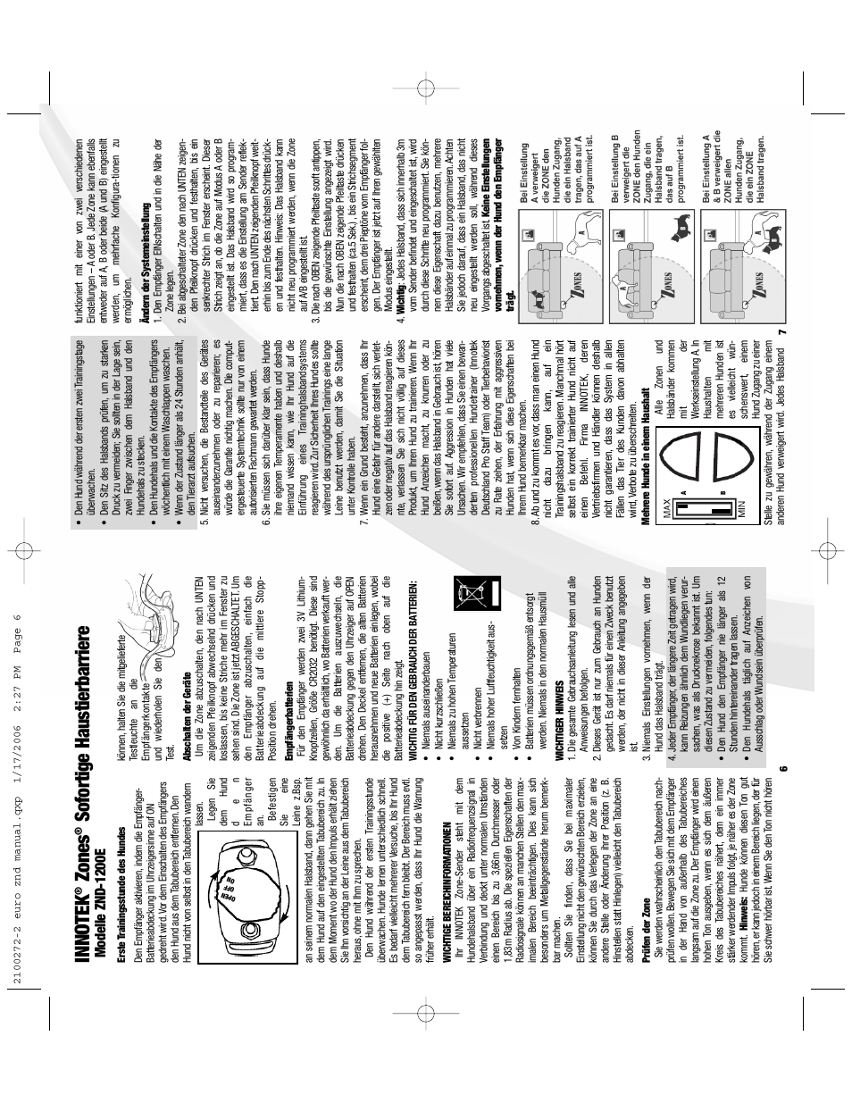 Zones, Sofortige haustierbarriere, Modelle znd-1200e | Petsafe Innotek Zones Instant Pet Proofing Barrier User Manual | Page 5 / 17