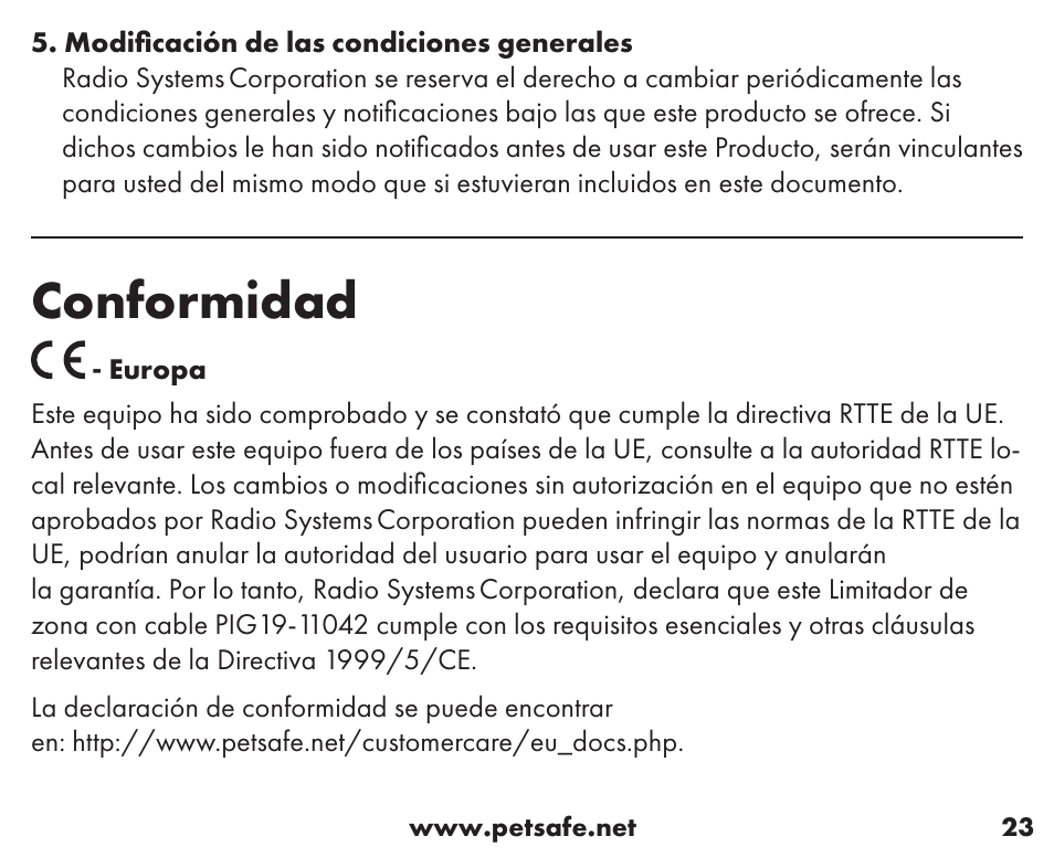 Conformidad | Petsafe Little Dog Add-A-Dog® Extra Receiver Collar User Manual | Page 23 / 40