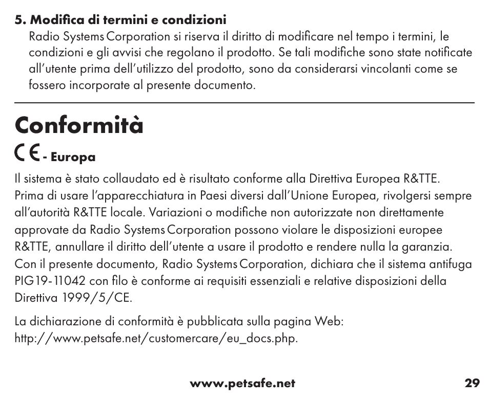 Conformità | Petsafe Little Dog Add-A-Dog® Extra Receiver Collar User Manual | Page 29 / 40