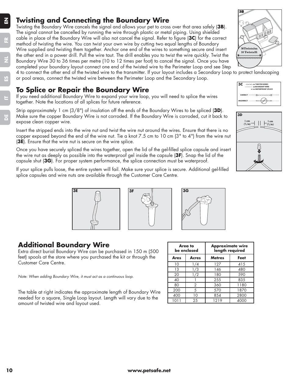 Twisting and connecting the boundary wire, Additional boundary wire | Petsafe Little Dog Deluxe In-Ground Fence™ User Manual | Page 10 / 152
