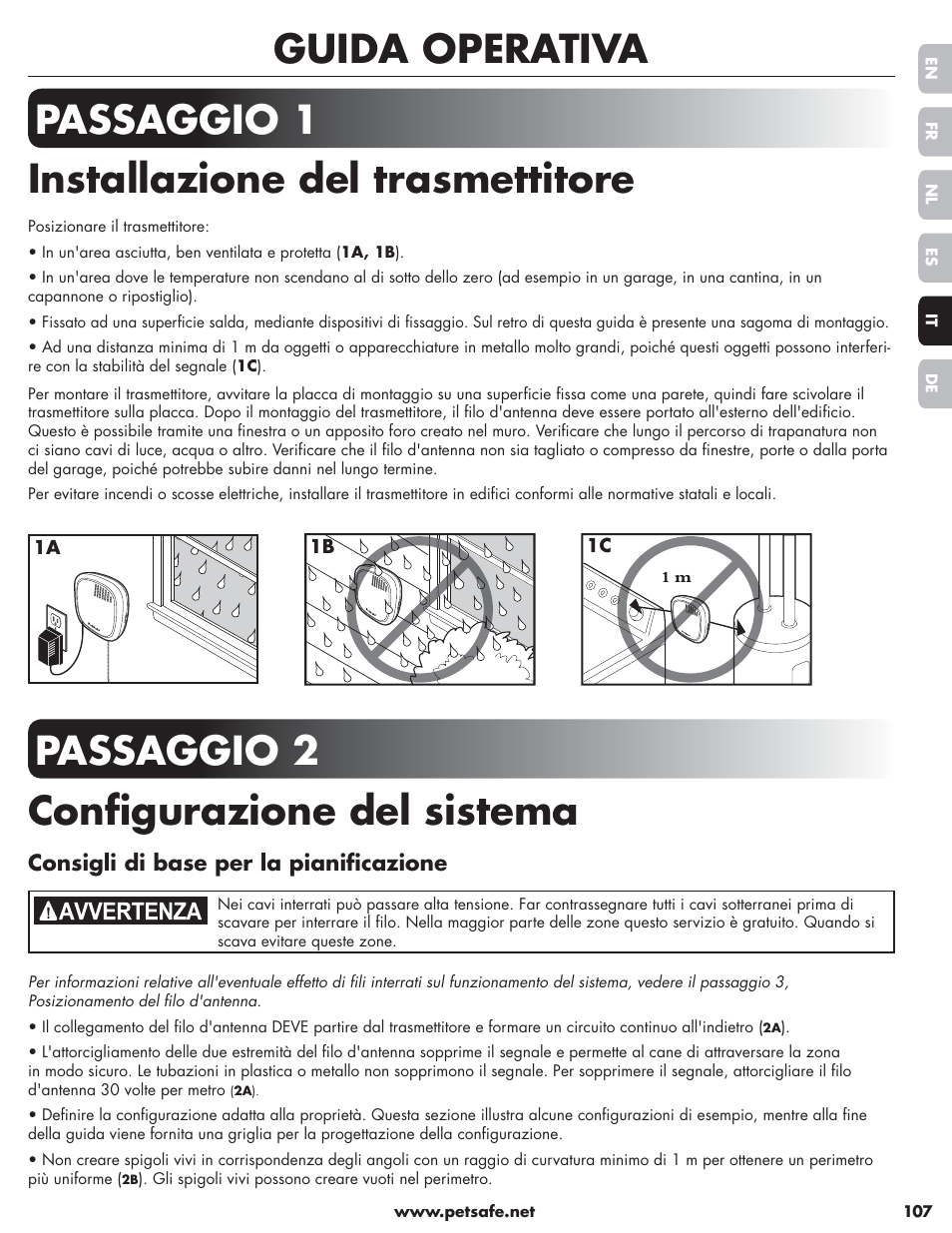 Passaggio 2 confi gurazione del sistema | Petsafe Little Dog Deluxe In-Ground Fence™ User Manual | Page 107 / 152