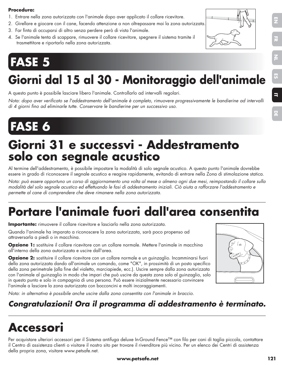 Portare l'animale fuori dall'area consentita, Accessori | Petsafe Little Dog Deluxe In-Ground Fence™ User Manual | Page 121 / 152
