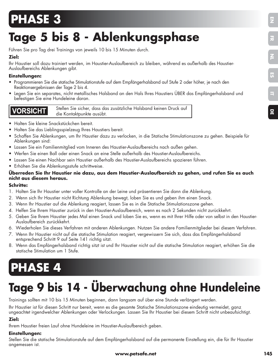 Phase 3 tage 5 bis 8 - ablenkungsphase | Petsafe Little Dog Deluxe In-Ground Fence™ User Manual | Page 145 / 152