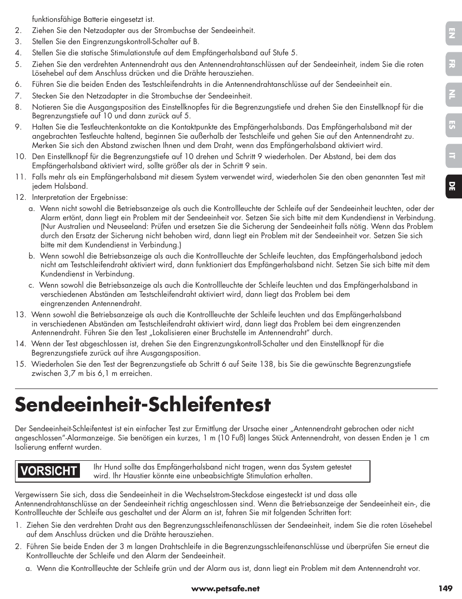 Sendeeinheit-schleifentest | Petsafe Little Dog Deluxe In-Ground Fence™ User Manual | Page 149 / 152