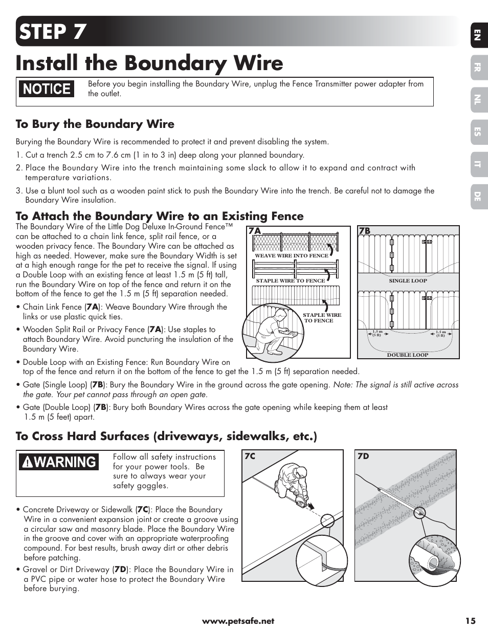 Step 7 install the boundary wire | Petsafe Little Dog Deluxe In-Ground Fence™ User Manual | Page 15 / 152