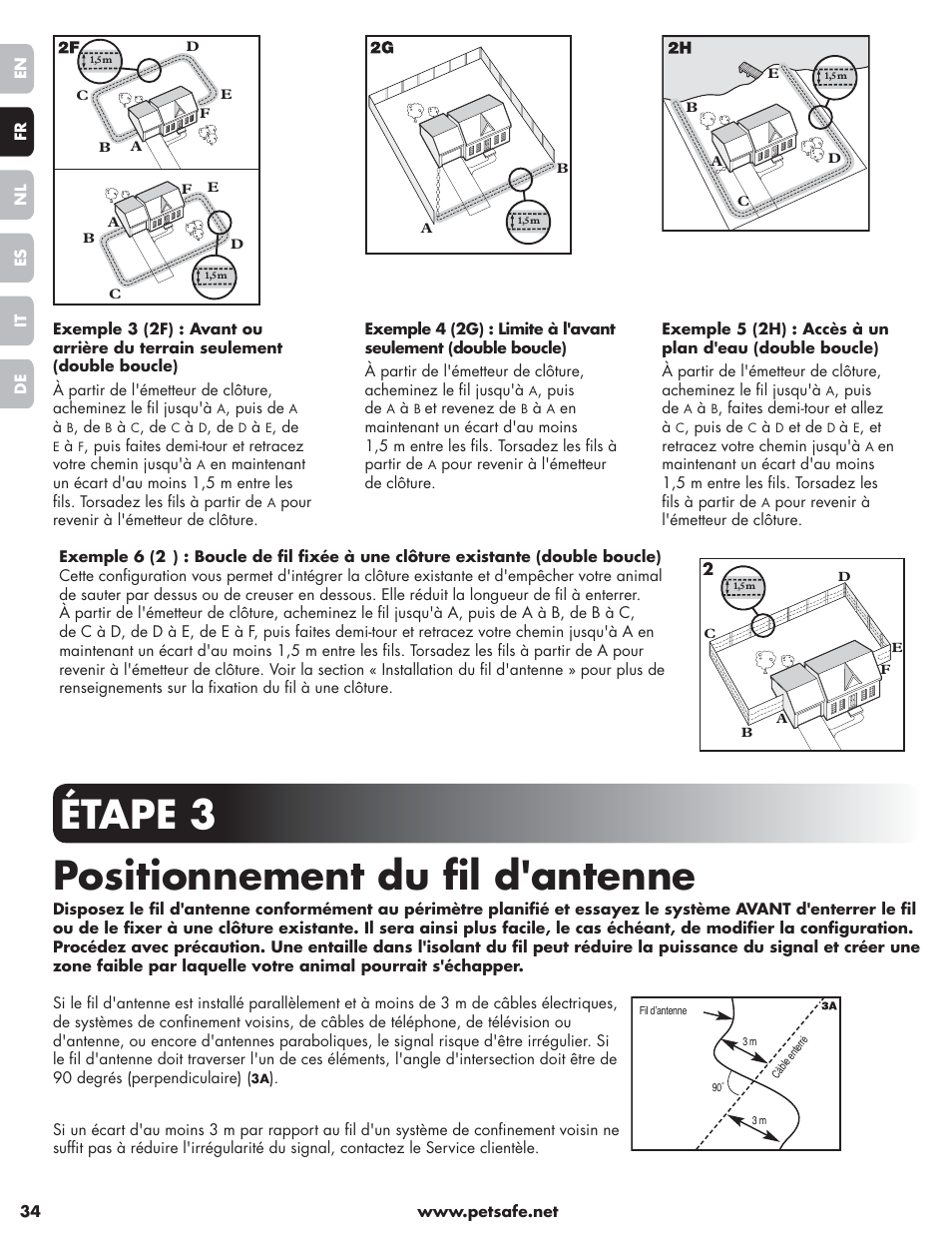 Étape 3 positionnement du fi l d'antenne | Petsafe Little Dog Deluxe In-Ground Fence™ User Manual | Page 34 / 152