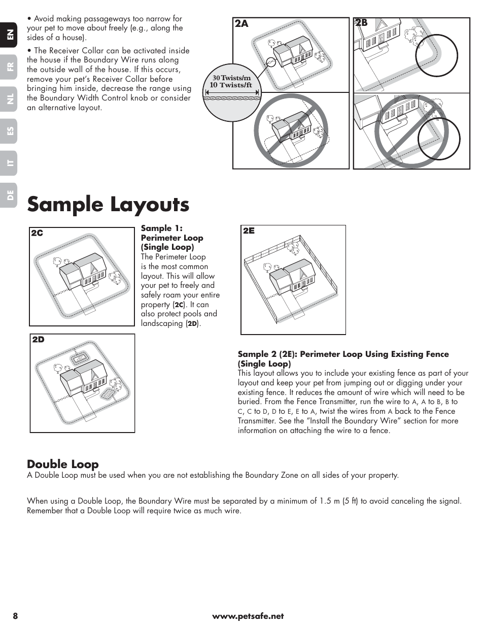 Sample layouts, Double loop | Petsafe Little Dog Deluxe In-Ground Fence™ User Manual | Page 8 / 152