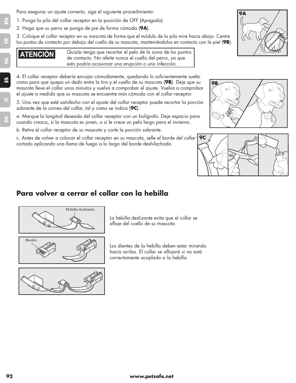 Para volver a cerrar el collar con la hebilla | Petsafe Little Dog Deluxe In-Ground Fence™ User Manual | Page 92 / 152