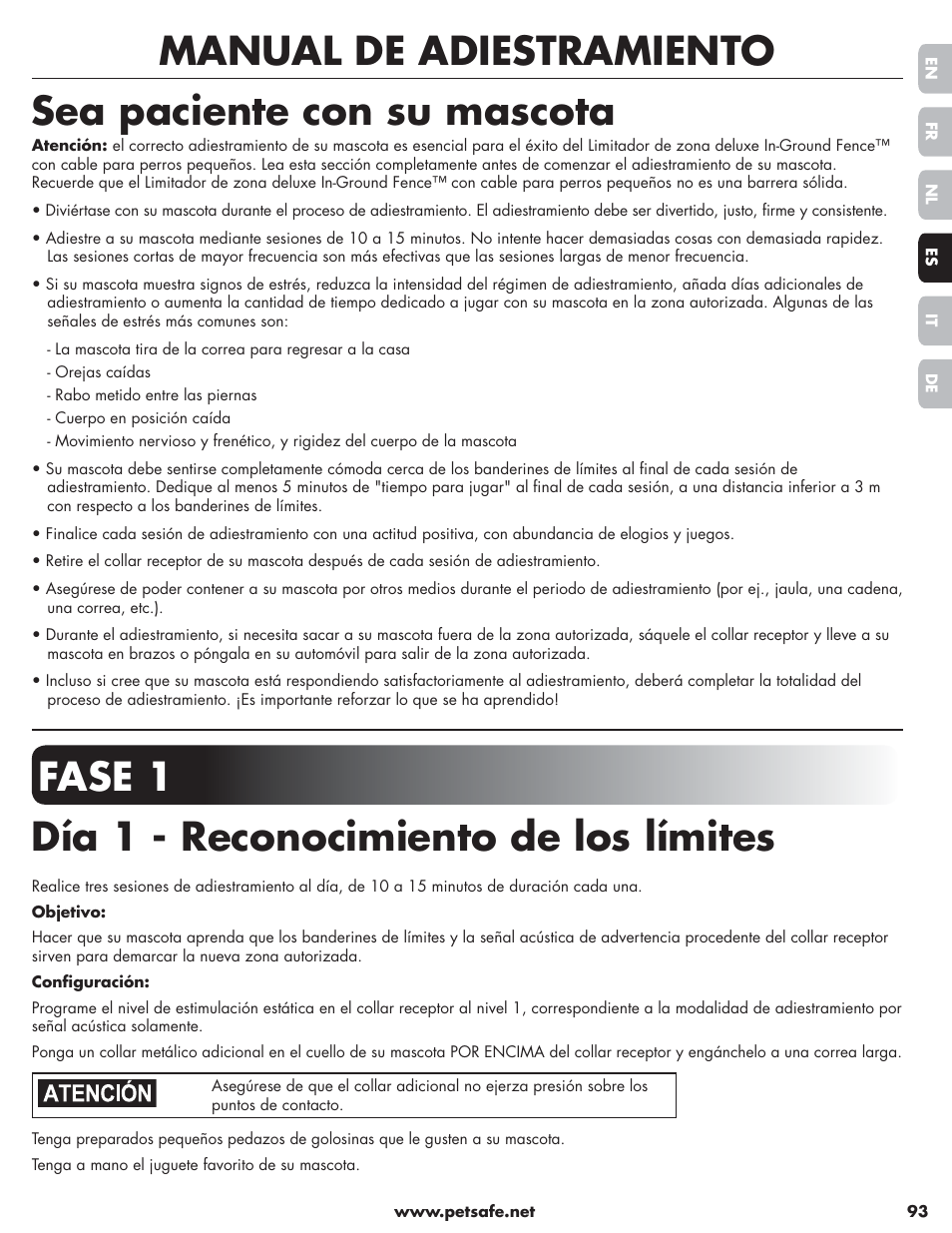 Fase 1 día 1 - reconocimiento de los límites | Petsafe Little Dog Deluxe In-Ground Fence™ User Manual | Page 93 / 152