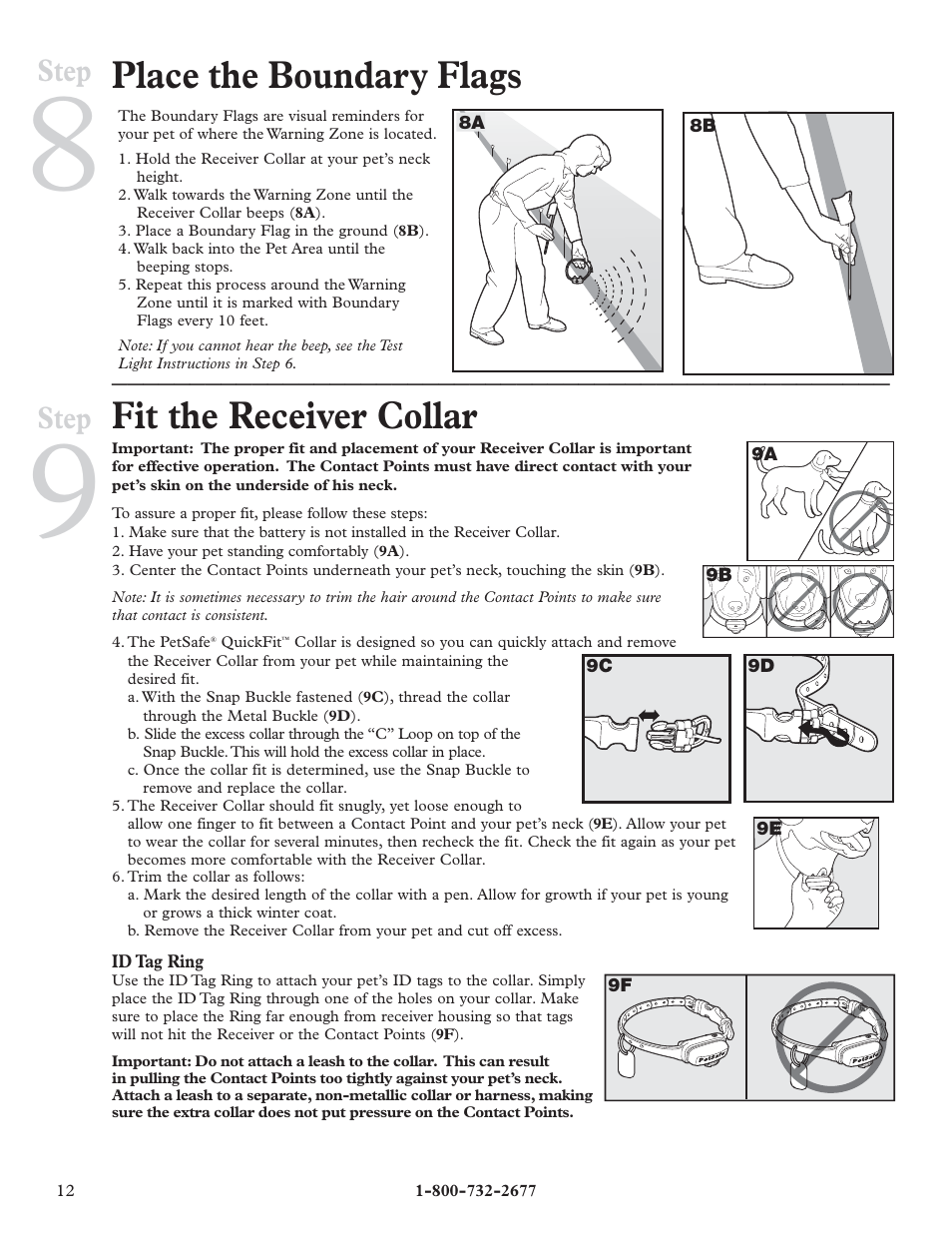 Place the boundary flags, Fit the receiver collar, Step | Petsafe Little Dog Deluxe In-Ground Fence™ User Manual | Page 12 / 24