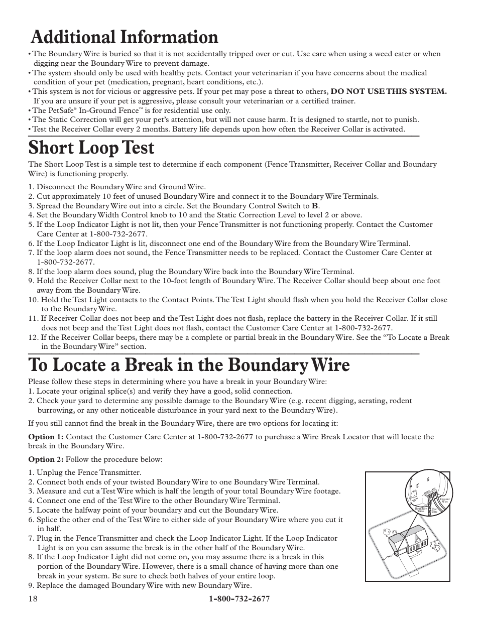 Additional information, Short loop test | Petsafe Little Dog Deluxe In-Ground Fence™ User Manual | Page 18 / 24