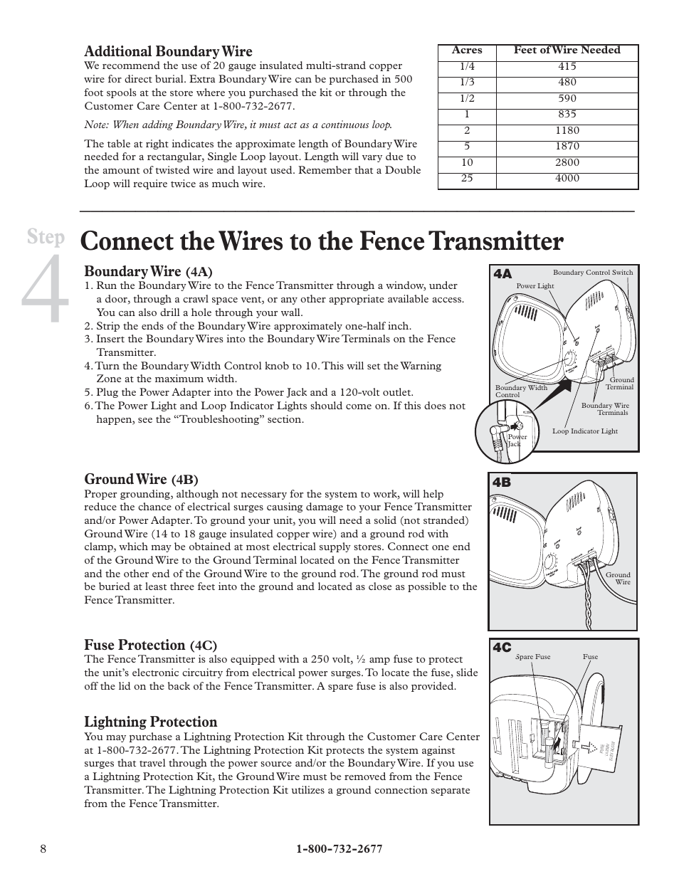 Connect the wires to the fence transmitter, Step, Additional boundary wire | Boundary wire, Ground wire, Fuse protection, Lightning protection | Petsafe Little Dog Deluxe In-Ground Fence™ User Manual | Page 8 / 24