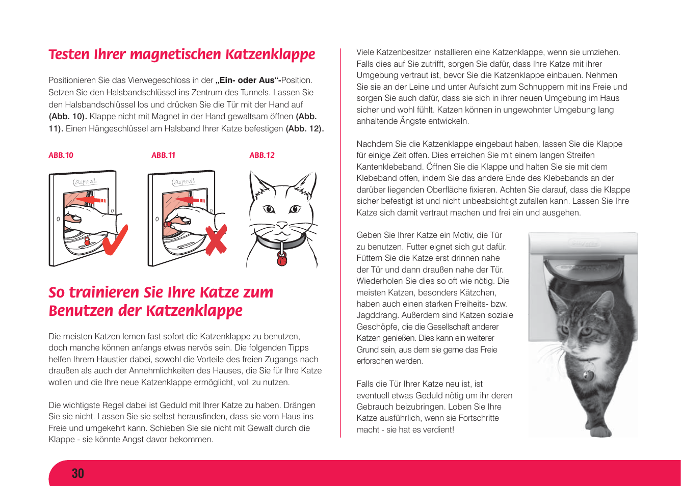 Testen ihrer magnetischen katzenklappe | Petsafe Magnetic 4 Way Locking Classic Cat Flap User Manual | Page 31 / 52