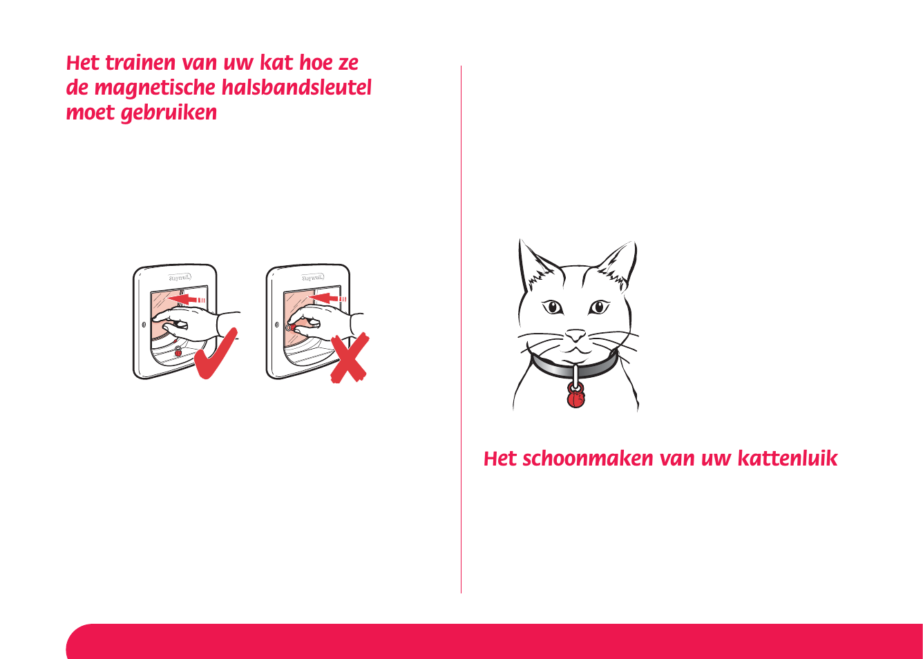 Het schoonmaken van uw kattenluik | Petsafe Magnetic 4-Way Locking Cat Flap User Manual | Page 24 / 52