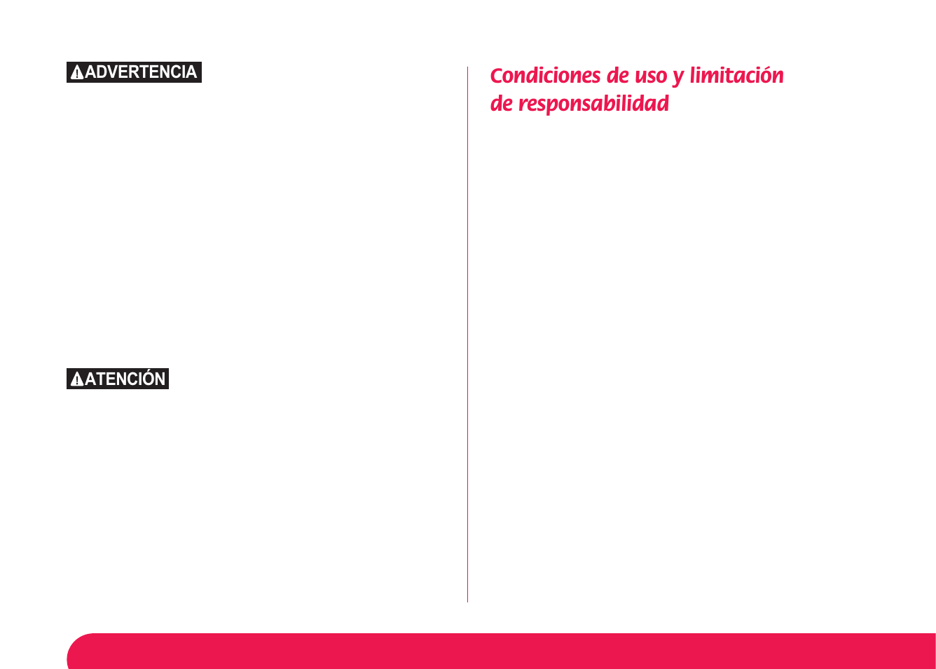 Condiciones de uso y limitación de responsabilidad, Advertencia atención | Petsafe Magnetic 4-Way Locking Cat Flap User Manual | Page 49 / 52