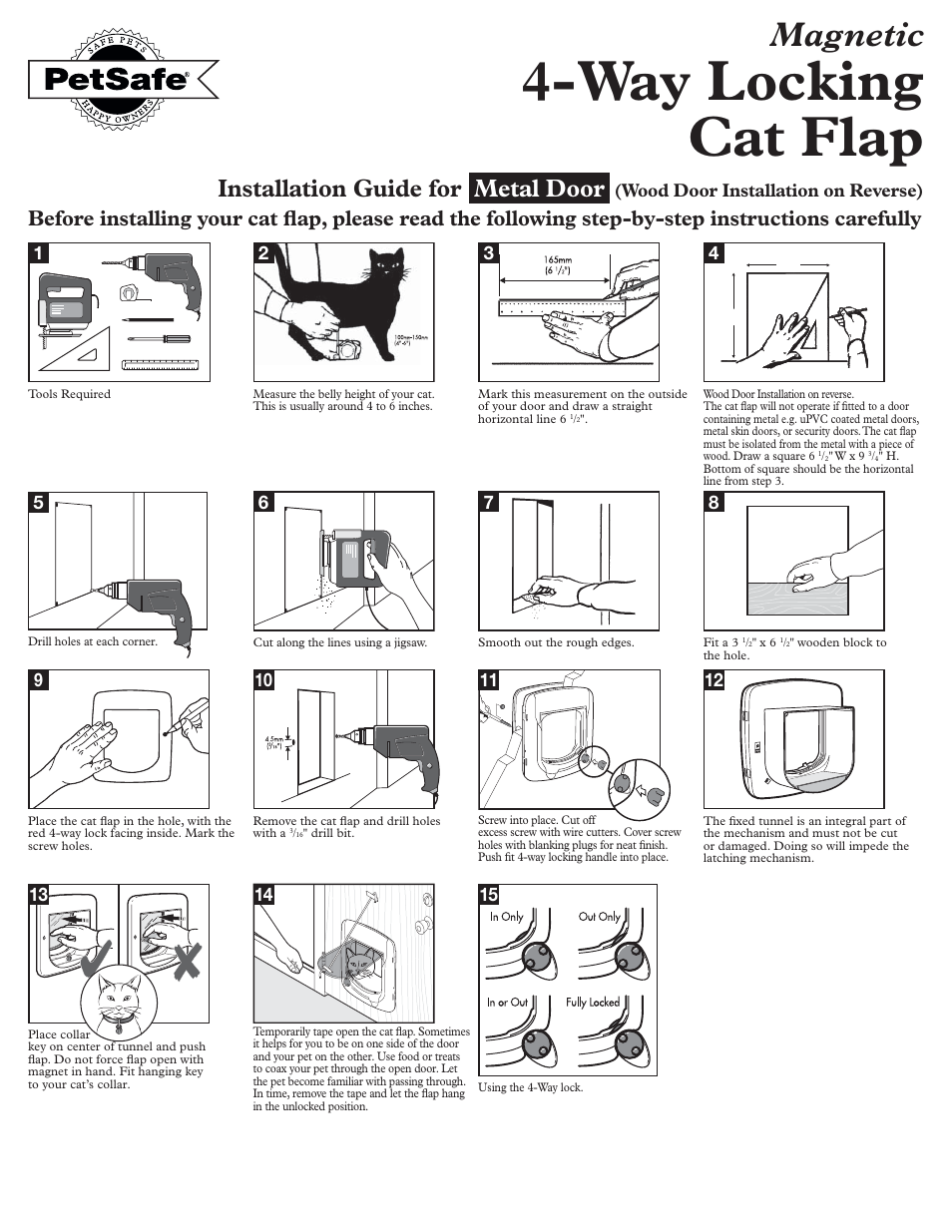 Petsafe Magnetic 4-Way Locking Cat Flap User Manual | 2 pages