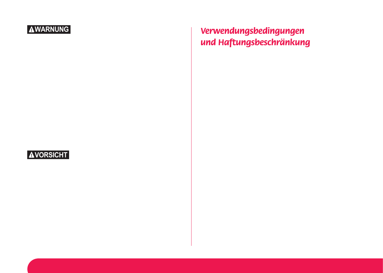 Verwendungsbedingungen und haftungsbeschränkung, Warnung vorsicht | Petsafe Manual 4 Way Locking Classic Cat Flap User Manual | Page 29 / 44