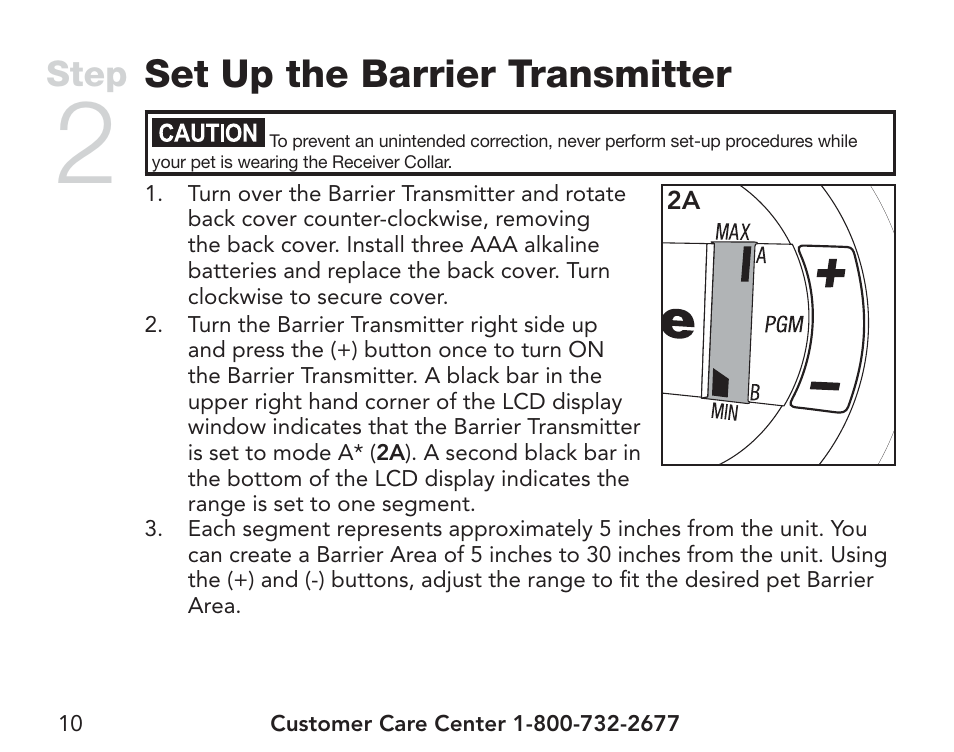 Set up the barrier transmitter, Step | Petsafe Pawz Away® Extra Mini Pet Barrier User Manual | Page 10 / 28