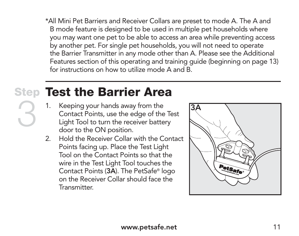 Test the barrier area, Step | Petsafe Pawz Away® Extra Mini Pet Barrier User Manual | Page 11 / 28