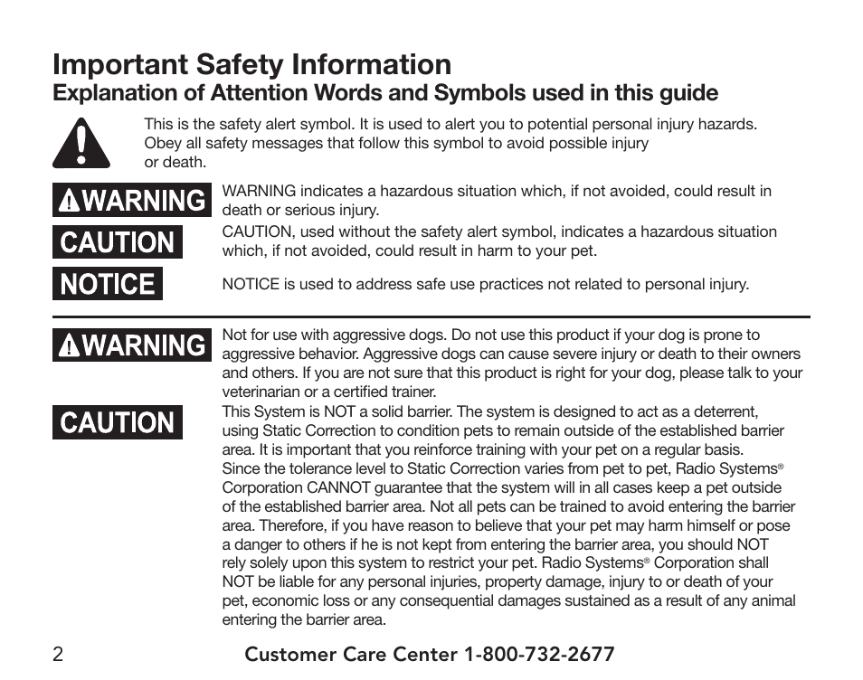 Important safety information | Petsafe Pawz Away® Extra Mini Pet Barrier User Manual | Page 2 / 28