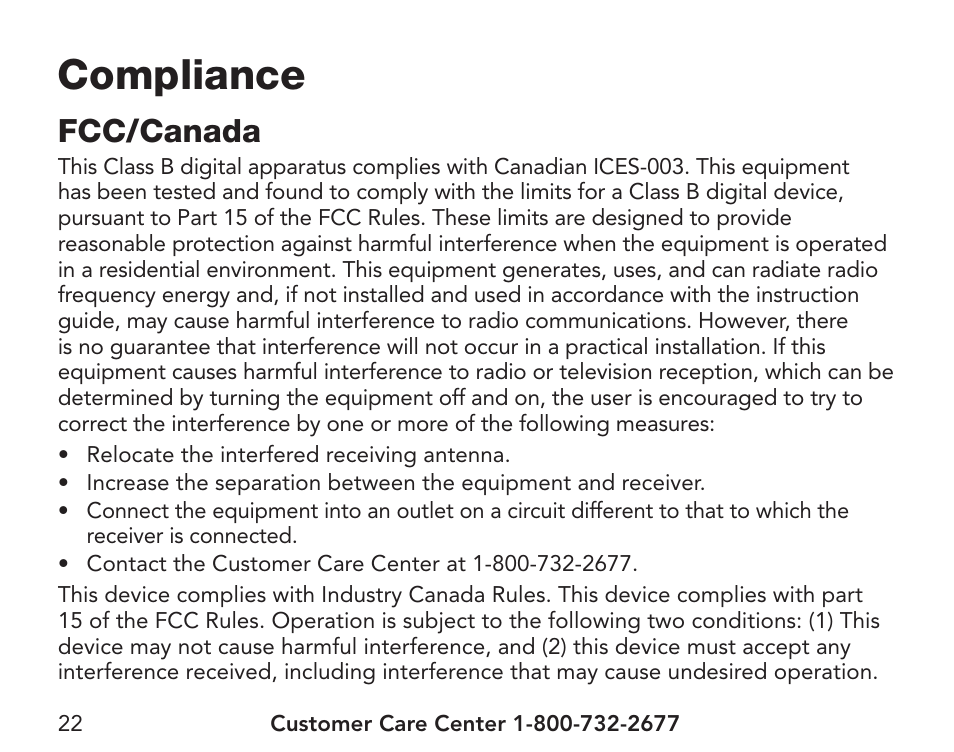 Compliance, Fcc/canada | Petsafe Pawz Away® Extra Mini Pet Barrier User Manual | Page 22 / 28