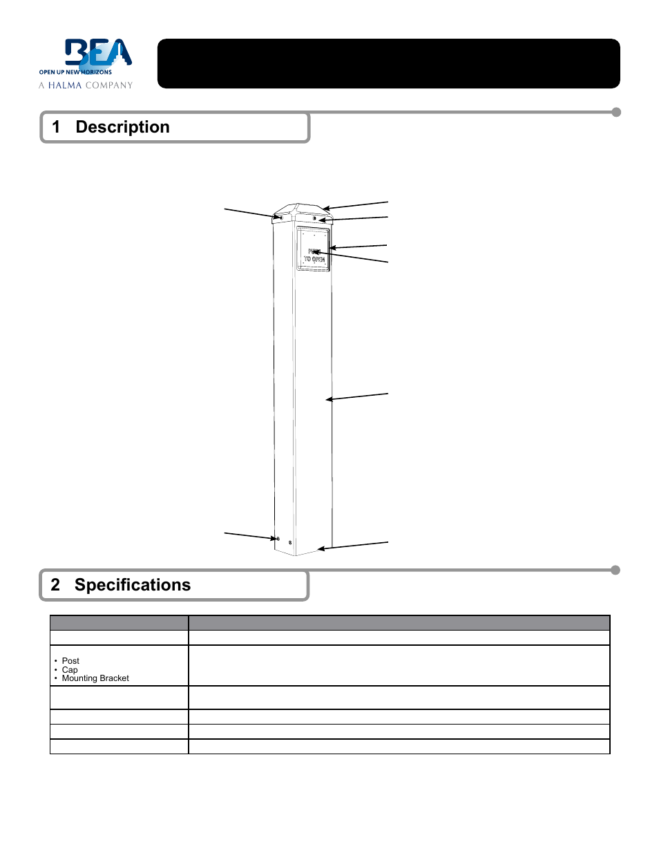 BEA Bollards 10PBDGP1 User Manual | 4 pages