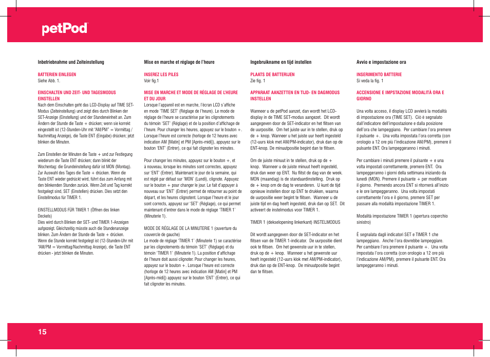 Petsafe petPod™ Digital Pet Feeder User Manual | Page 16 / 30