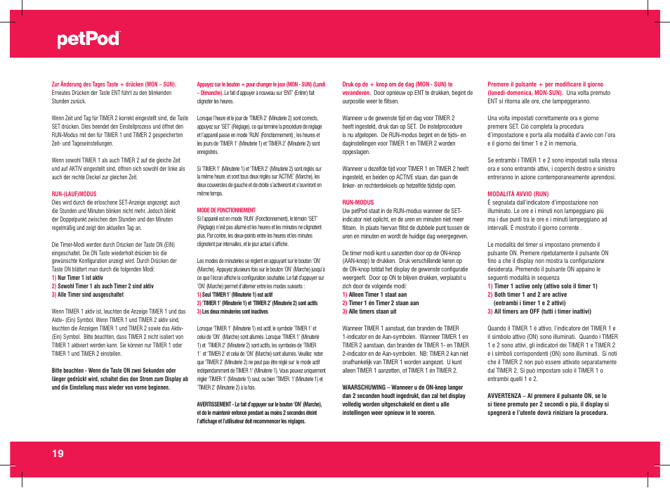 Petsafe petPod™ Digital Pet Feeder User Manual | Page 20 / 30