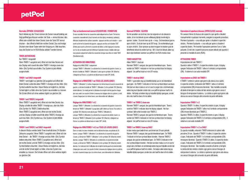 Petsafe petPod™ Digital Pet Feeder User Manual | Page 22 / 30