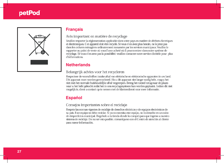 Petsafe petPod™ Digital Pet Feeder User Manual | Page 28 / 30