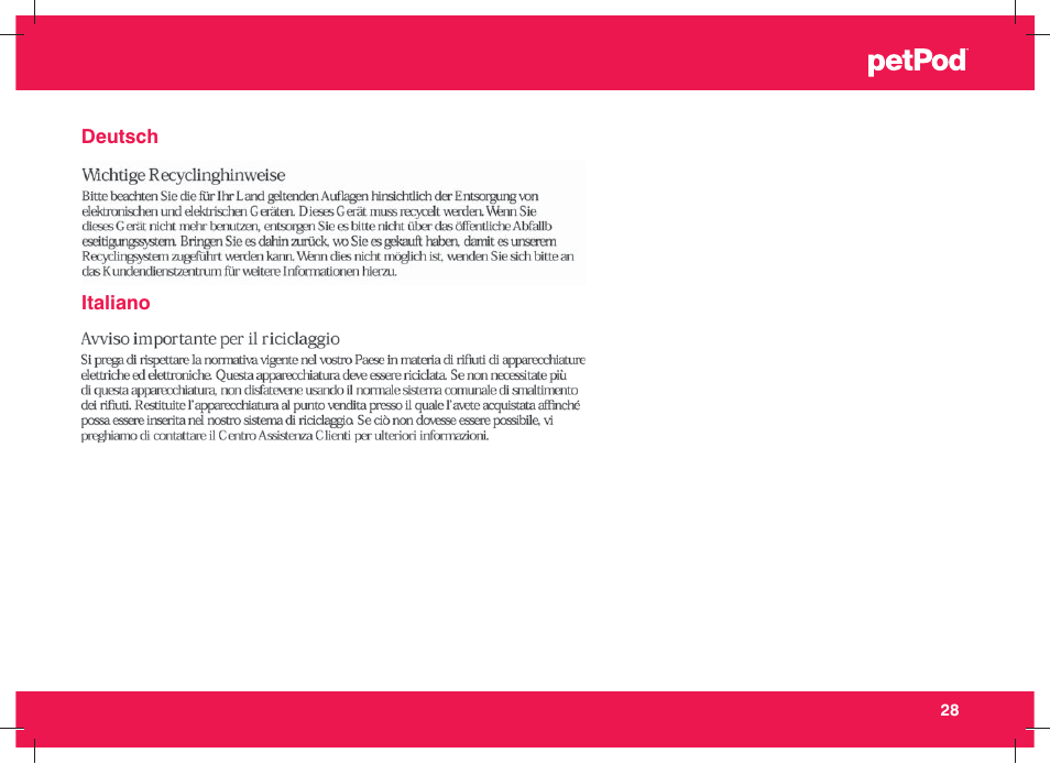 Petsafe petPod™ Digital Pet Feeder User Manual | Page 29 / 30