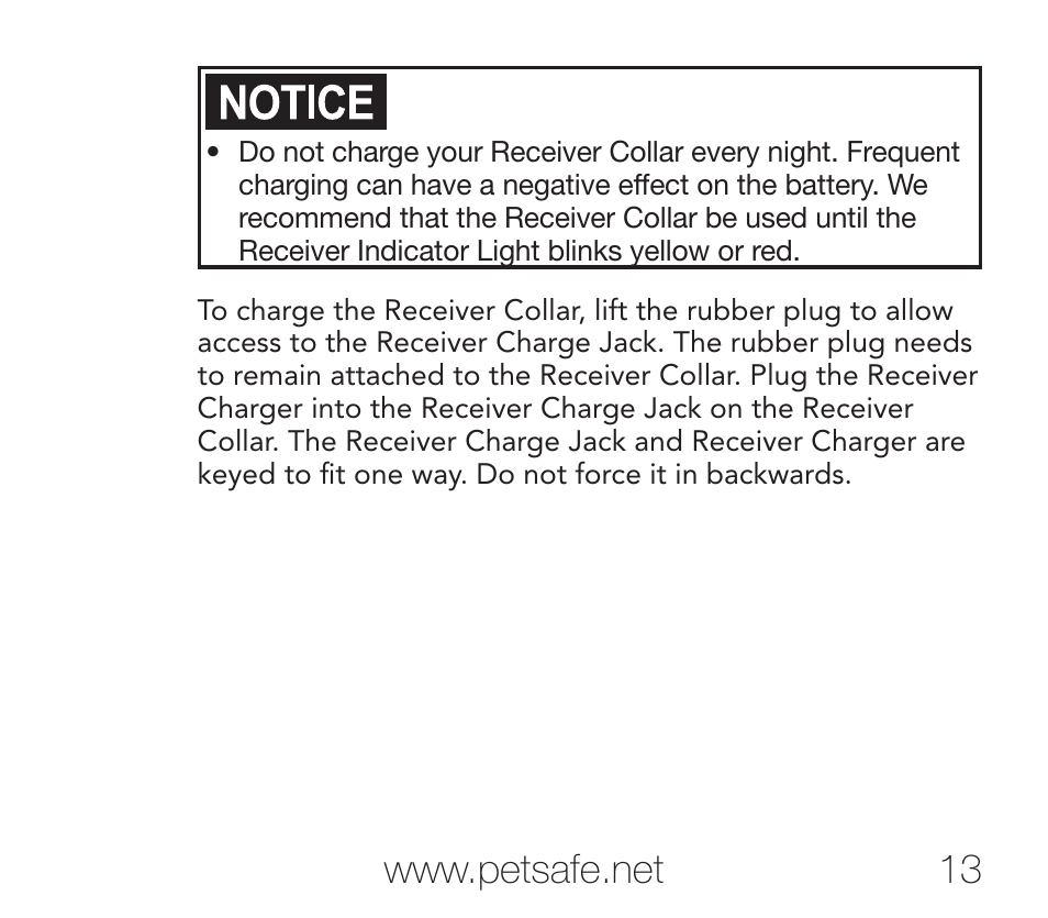 Petsafe Rechargeable Add-A-Dog® Extra Receiver Collar User Manual | Page 13 / 40