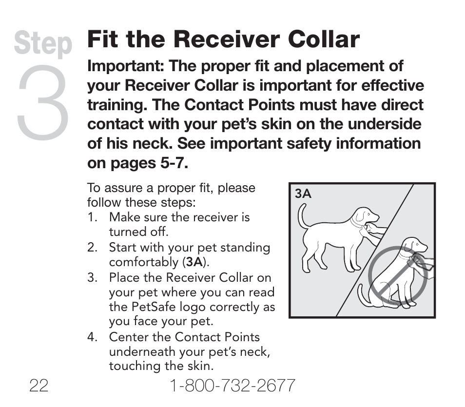 Step, Fit the receiver collar | Petsafe Rechargeable Add-A-Dog® Extra Receiver Collar User Manual | Page 22 / 40